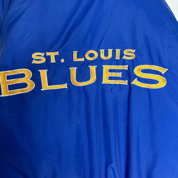 Vtg Royal Blue 1990s St Louis Blues NHL Logo 7 Full Zip Hooded Puffer Jacket XL - Picture 11 of 13